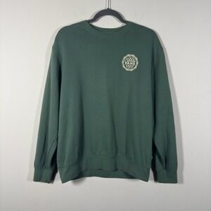 Vans Off The Wall Mens Medium Green Crewneck Sweatshirt Graphic Logo Fleece